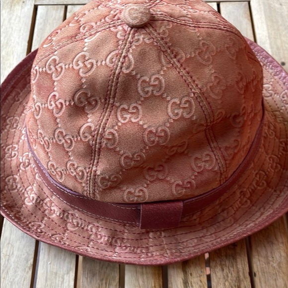 GUCCI Vintage Suede Finish Pink Bucket Hat - Picture 1 of 9